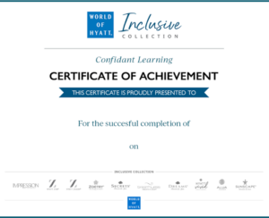 Hyatt inclusive collection_certificate
